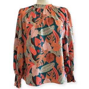 Smocked Botanical Print Top